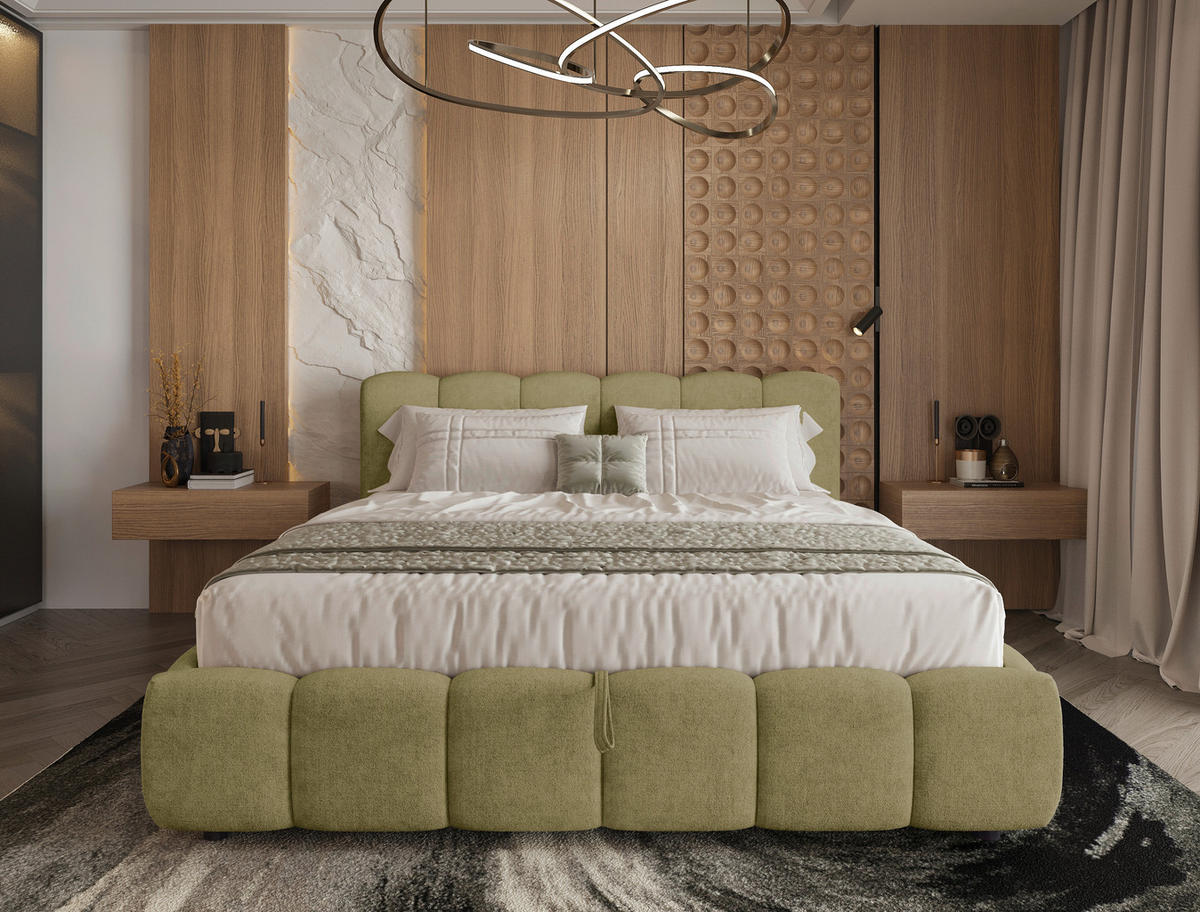 POLSTERBETT Lattenrost, Bettkasten Grün 160/200 cm  - Schwarz/Grün, KONVENTIONELL, Holz/Kunststoff (160/200cm) - Carryhome