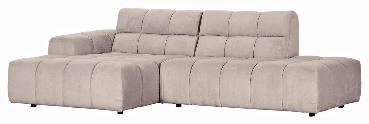 HÖRNSOFFA i plysch beige  - beige/svart, Klassisk, textil/plast (155/282cm) - MID.YOU