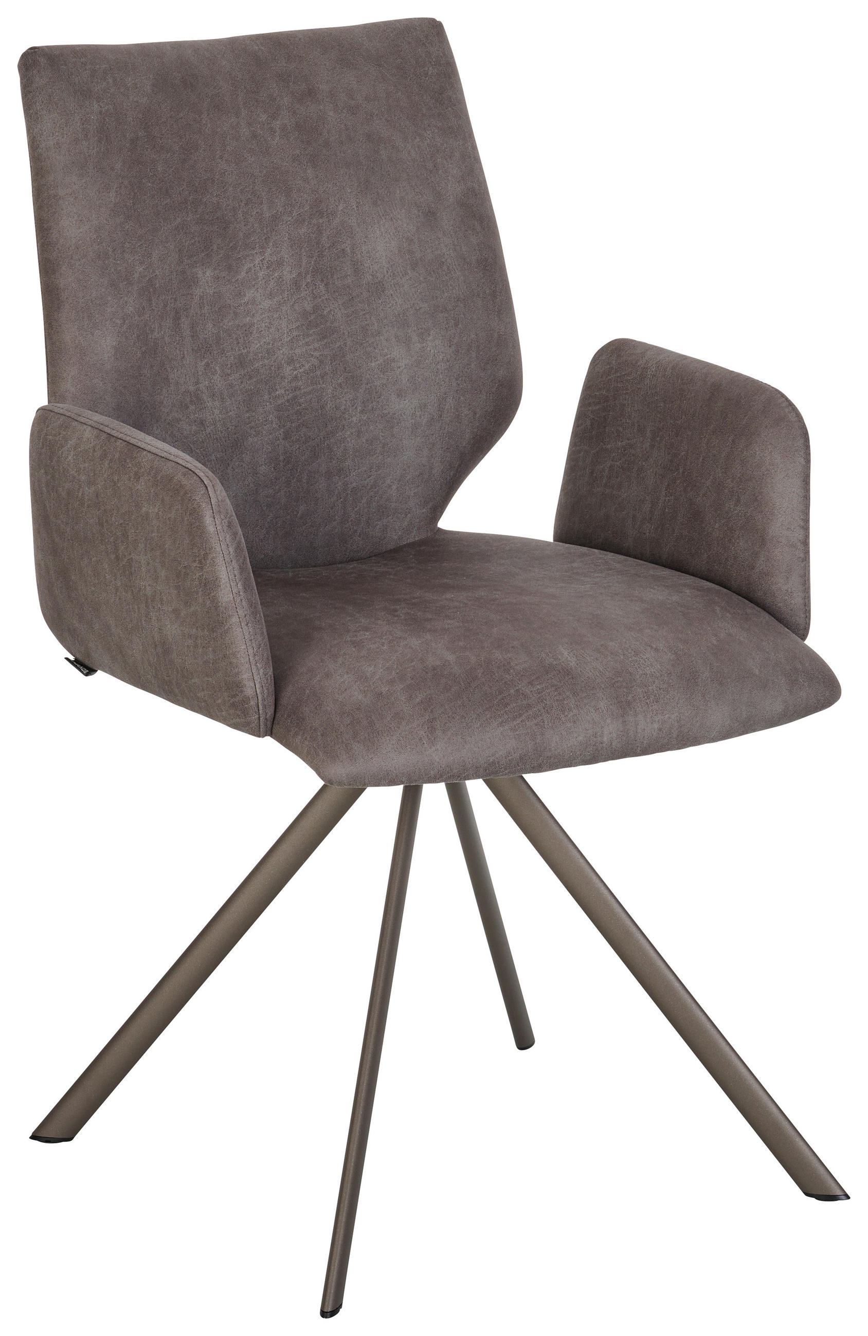 ARMLEHNSTUHL  in Stahl Mikrofaser  - Graubraun/Braun, Design, Textil/Metall (57/92/63cm) - Venjakob
