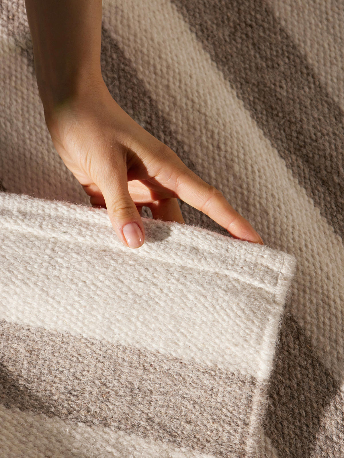 HANDWEBTEPPICH 160/230 cm Vika Weiß, Greige rechteckig  - Greige/Weiß, Basics, Textil (160/230cm) - Hanse Home