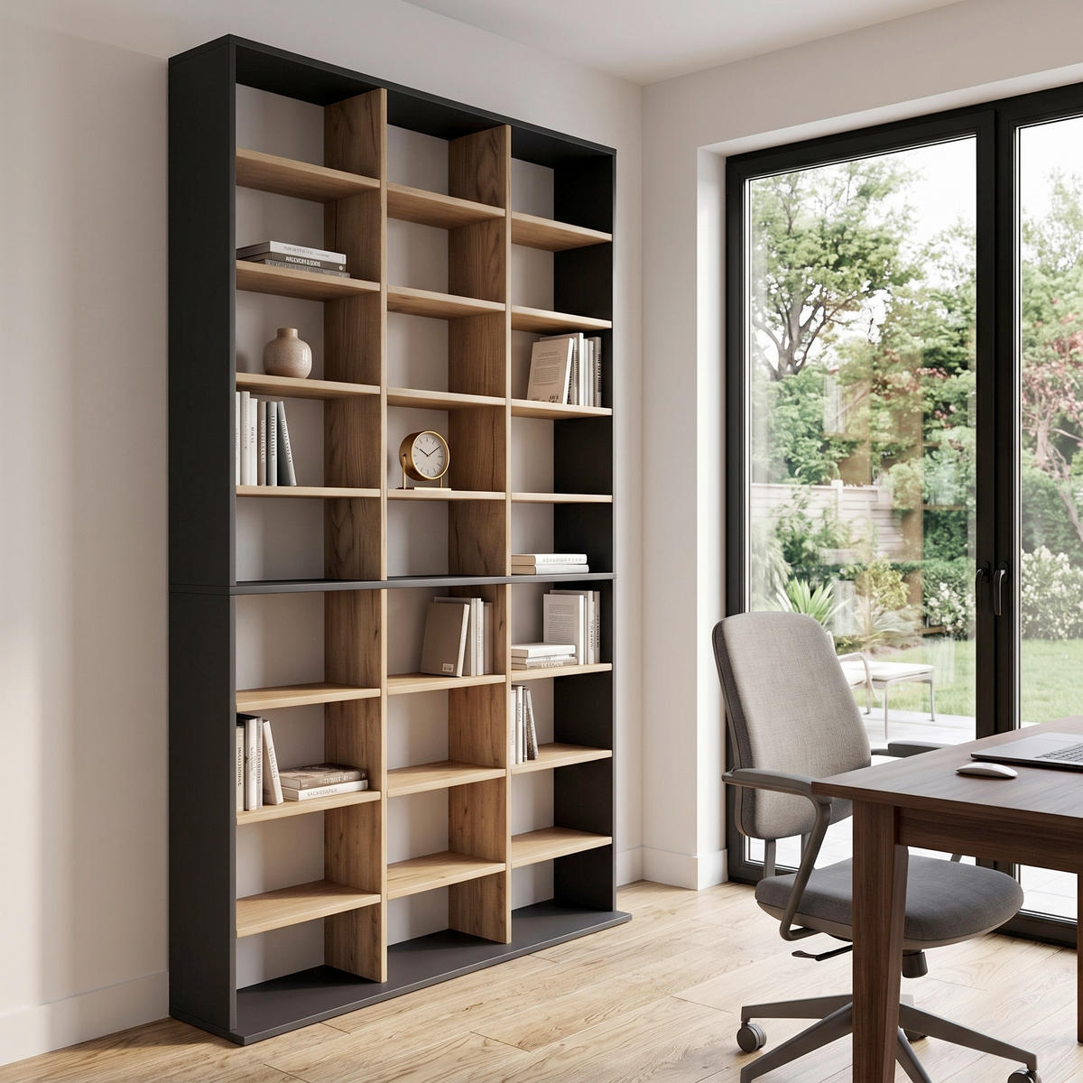 REGAL antracit, hrast medunac  drvni materijal  - hrast medunac/antracit, Design, drvni materijal (102/181/23cm) - MID.YOU