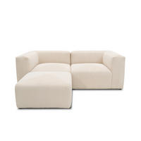 ECKSOFA Creme Cord, Mikrofaser  - Creme/Schwarz, Design, Kunststoff/Textil (216/69/193cm) - MID.YOU