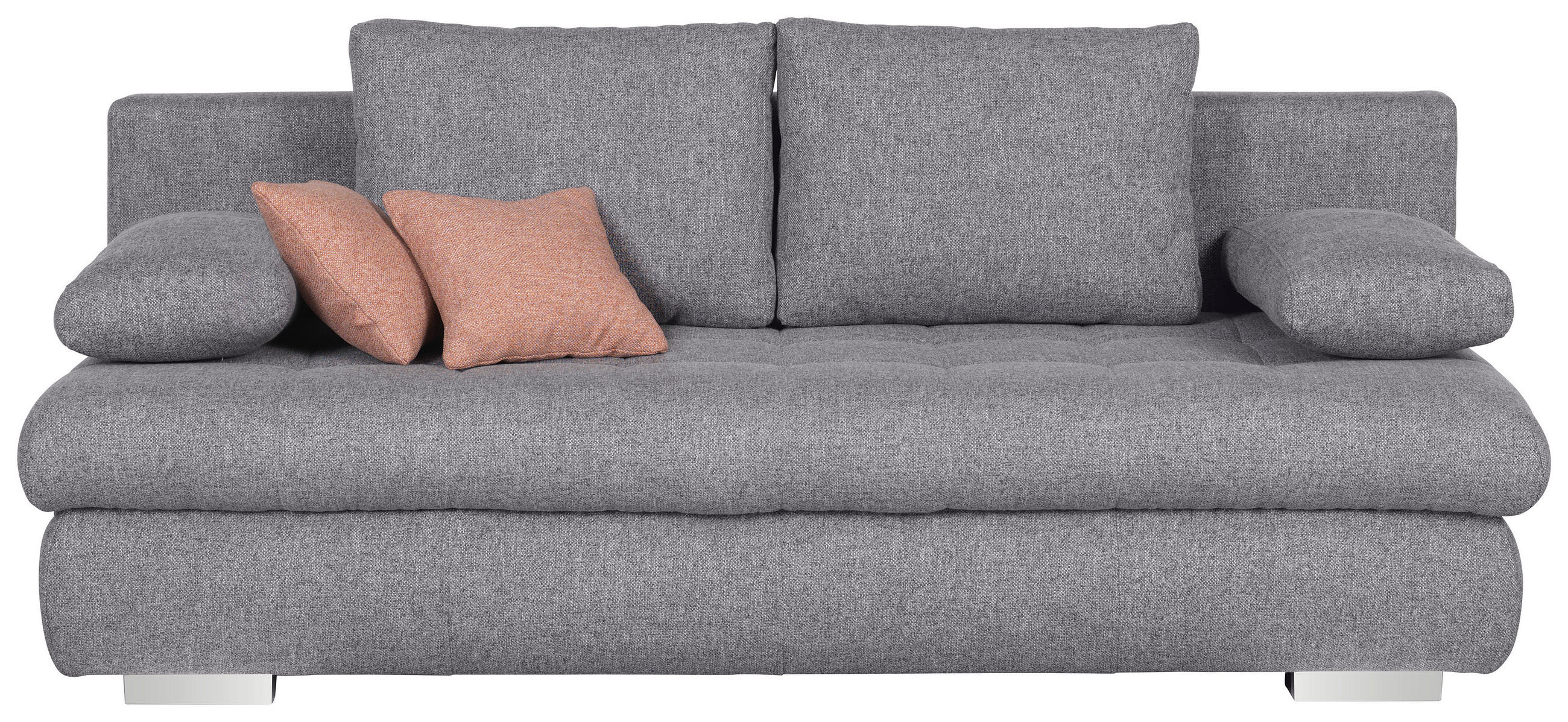 SCHLAFSOFA  in Velours Grau  - Chromfarben/Rosa, Design, Kunststoff/Textil (205/88/96cm) - Ti'me