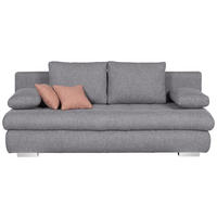 SCHLAFSOFA  in Velours Grau  - Chromfarben/Rosa, Design, Kunststoff/Textil (205/88/96cm) - Ti'me