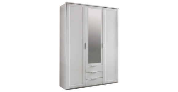 DREHTÜRENSCHRANK in Weiß - Silberfarben/Weiß, KONVENTIONELL, Glas/Holzwerkstoff (135/210/58cm) - Cantus