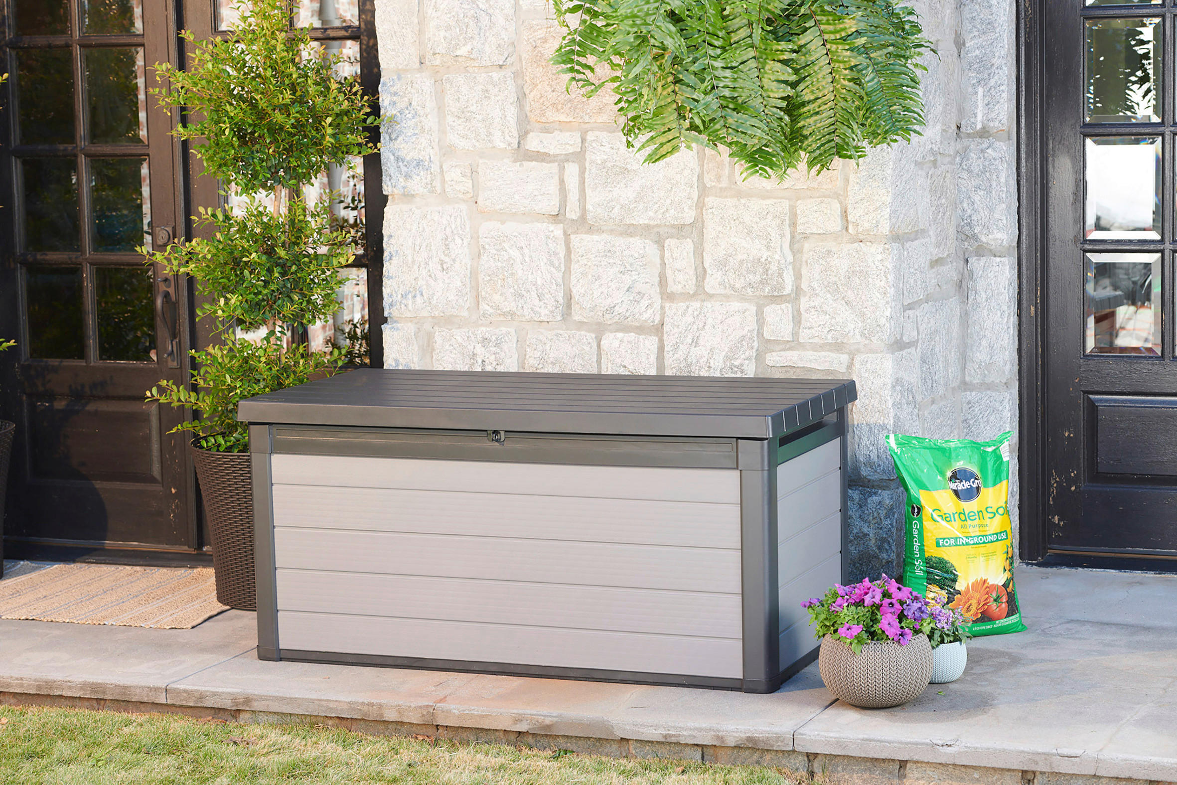 KISSENBOX 151,7/70/72,5 cm  - Anthrazit/Grau, Basics, Kunststoff (151,7/70/72,5cm) - Ambia Garden