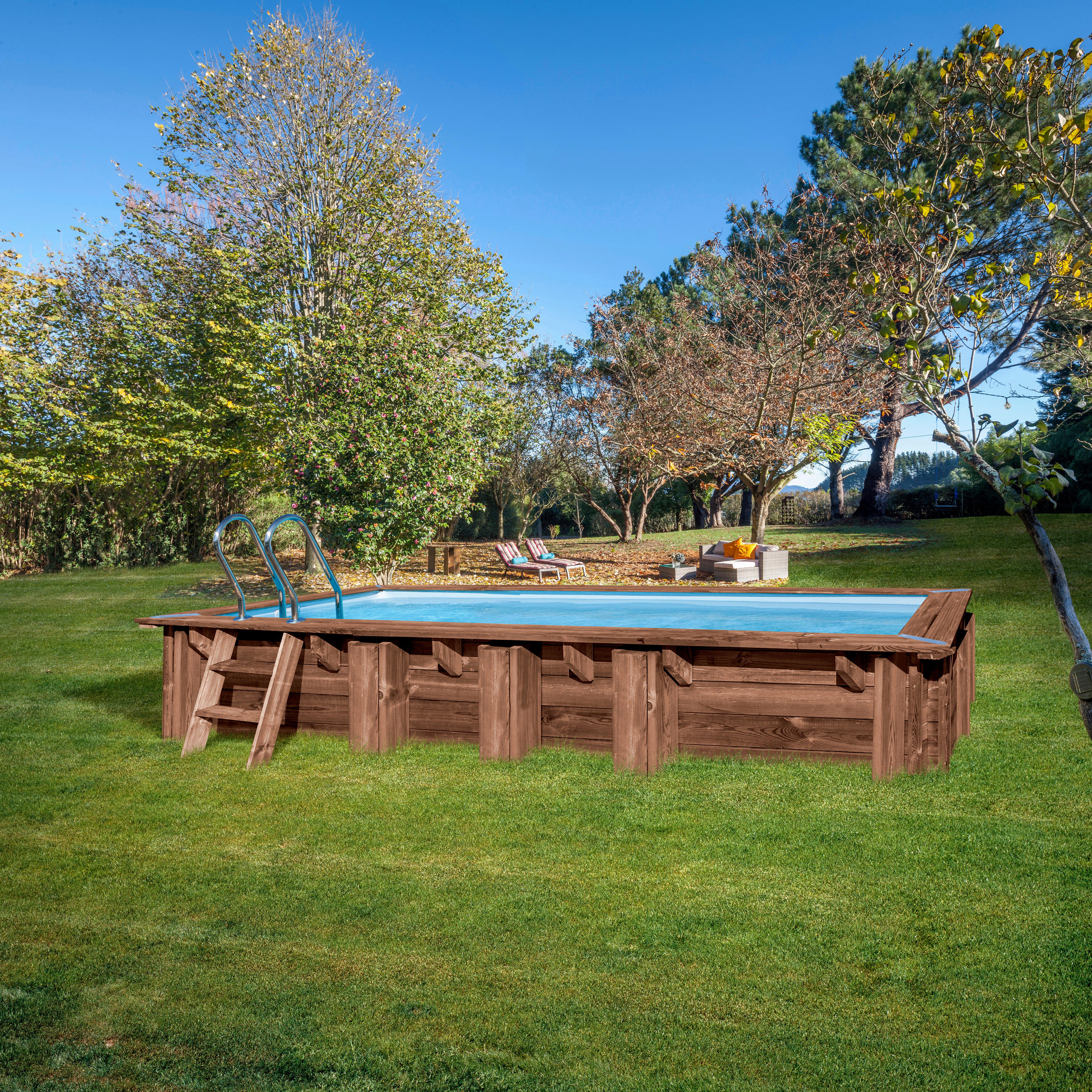POOL SET GRE KPBRC620 MANGO 2021 618/320/130 cm  - Naturfarben/Kieferfarben, KONVENTIONELL (618/320/130cm) - Gre