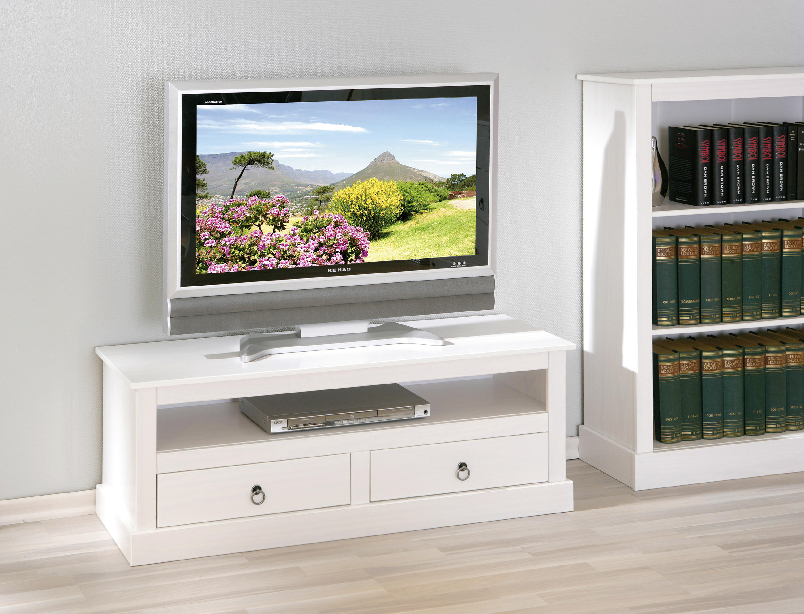 TV-ELEMENT - Schwarz/Weiß, KONVENTIONELL, Holz/Metall (118/45/39cm) - MID.YOU