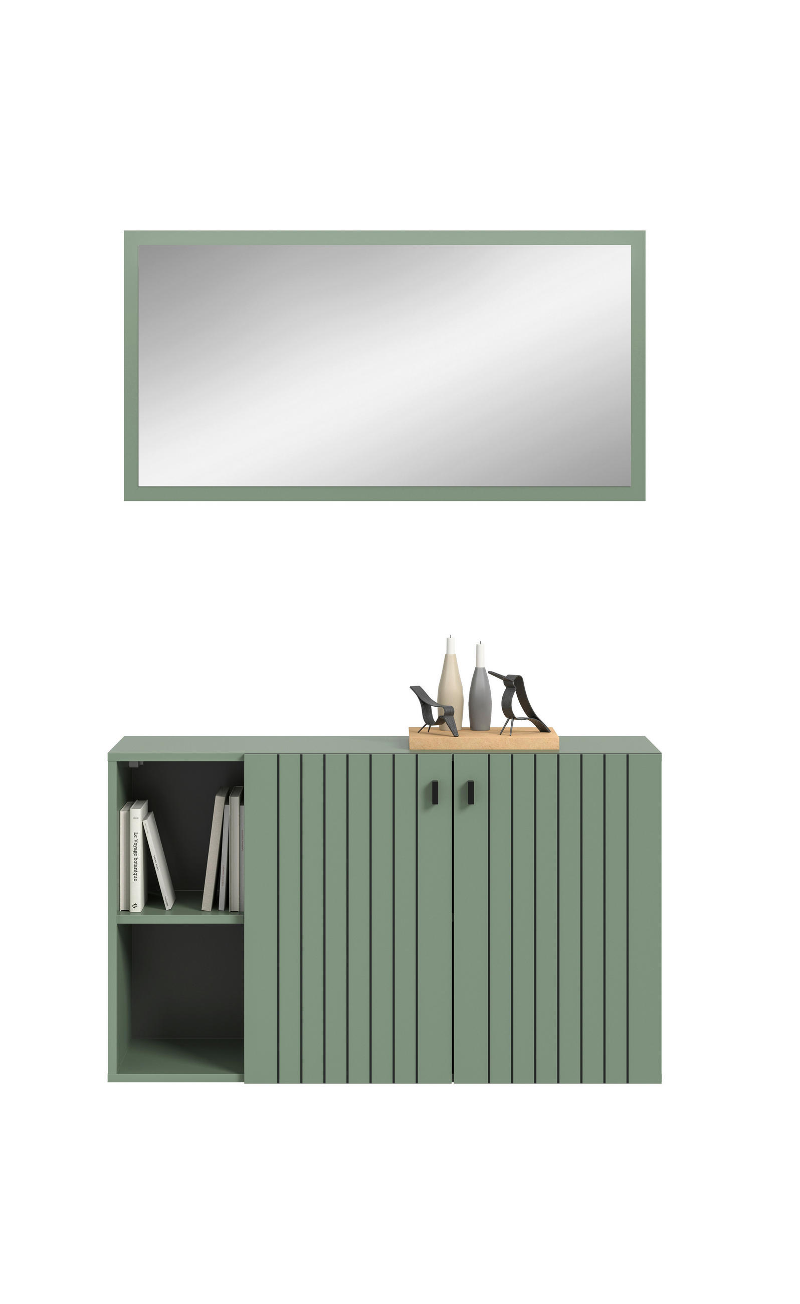 GARDEROBE 2-teilig  in 106/192/37 cm  - Graugrün, Design, Holzwerkstoff (106/192/37cm) - MID.YOU