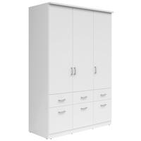 KLEIDERSCHRANK 136/199/58 cm 3-türig Weiß  - Silberfarben/Weiß, KONVENTIONELL, Holzwerkstoff/Kunststoff (136/199/58cm) - MID.YOU