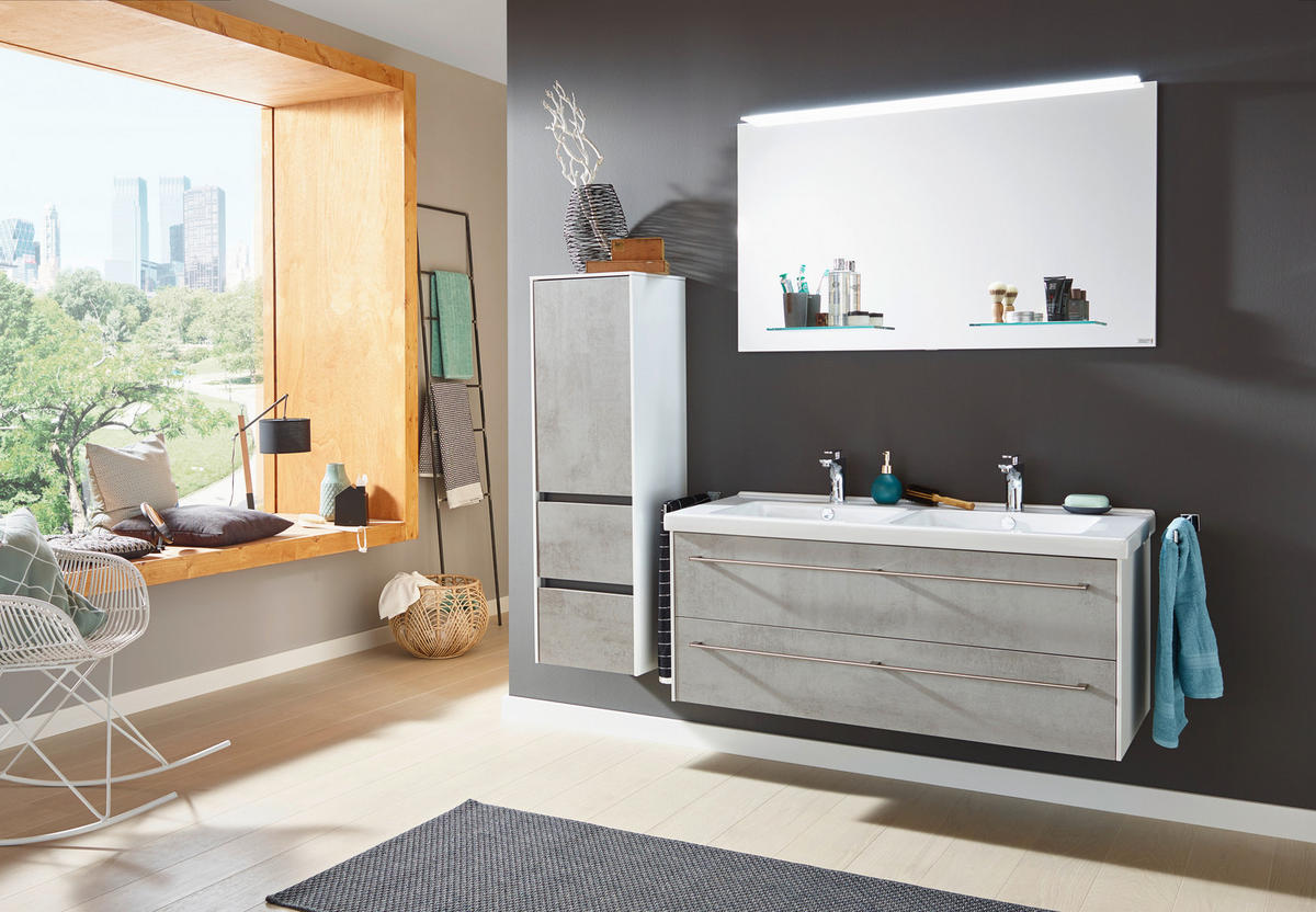 MIDISCHRANK 37/121/33 cm  - Hellgrau, Design, Glas/Holzwerkstoff (37/121/33cm) - Dieter Knoll