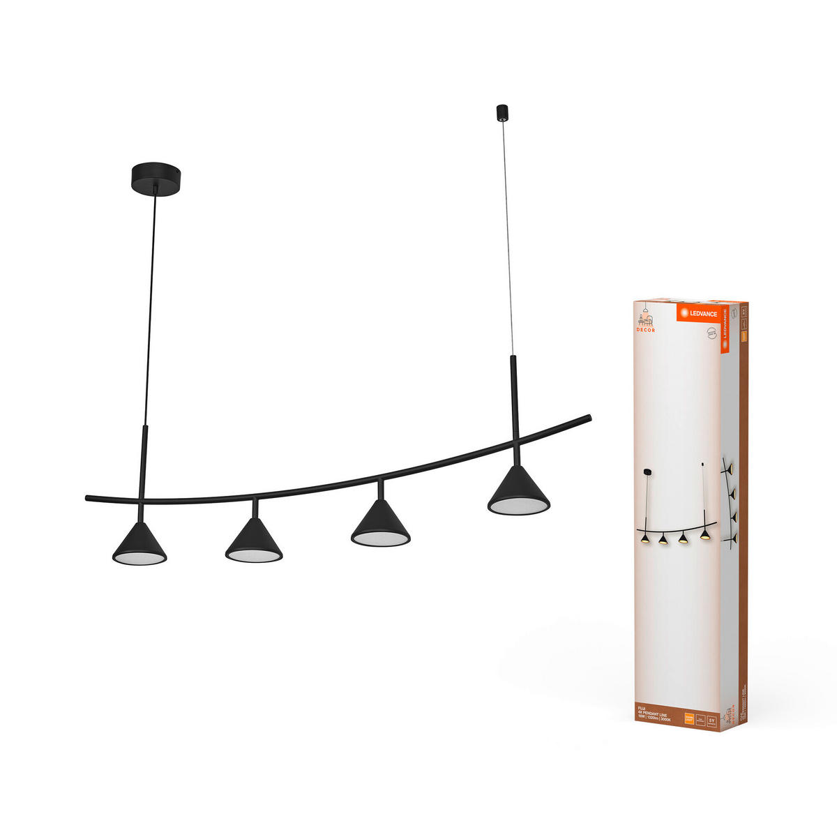 LED-PENDELLEUCHTE 120,5/14/150 cm   - Dunkelgrau, KONVENTIONELL, Kunststoff (120,5/14/150cm) - Ledvance