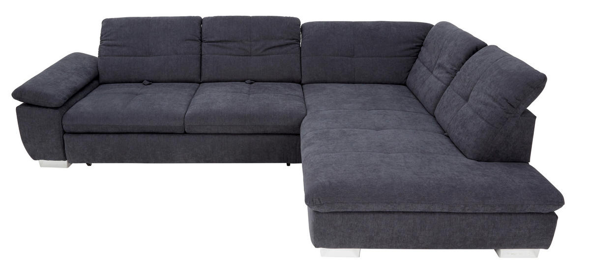 ECKSOFA Chenille Dunkelgrau  - Chromfarben/Dunkelgrau, Design, Textil (313/242cm) - Xora