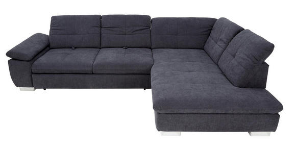 ECKSOFA Dunkelgrau Chenille Rücken echt, Kopfteilverstellung  - Chromfarben/Dunkelgrau, Design, Textil (313/242cm) - Xora