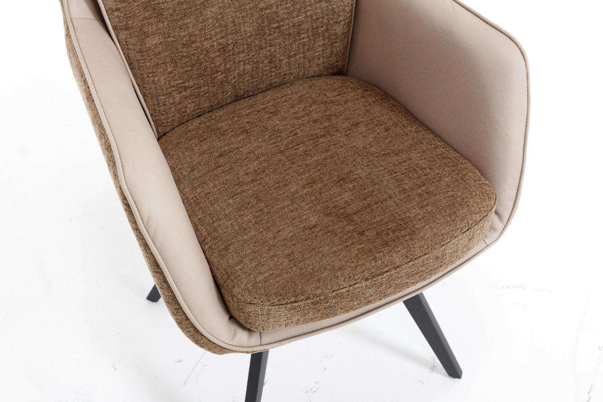 ARMLEHNSTUHL  in Eisen Chenille, Jacquard  - Schwarz/Braun, MODERN, Textil/Metall (62/92/68cm) - Livetastic