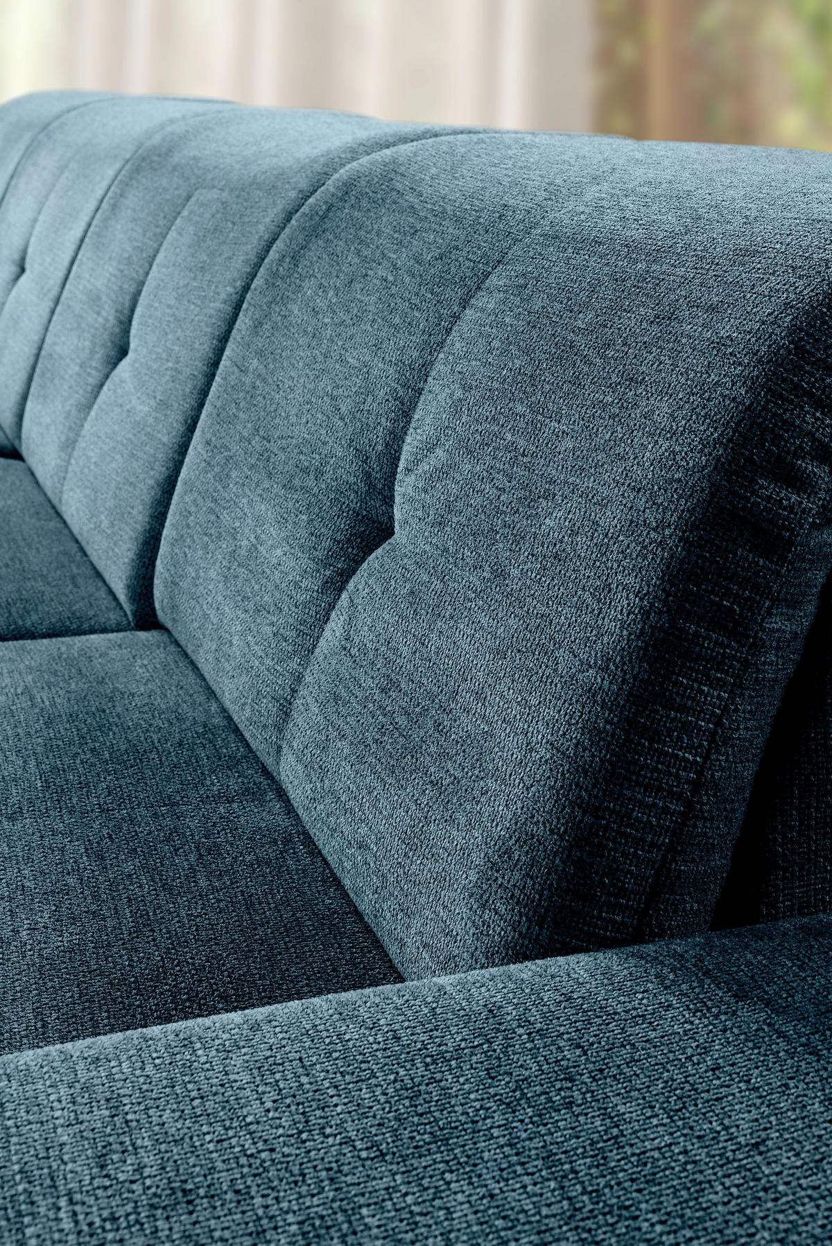 WOHNLANDSCHAFT Dunkelblau Chenille  - Dunkelblau/Grau, KONVENTIONELL, Kunststoff/Textil (188/340/240cm) - Carryhome