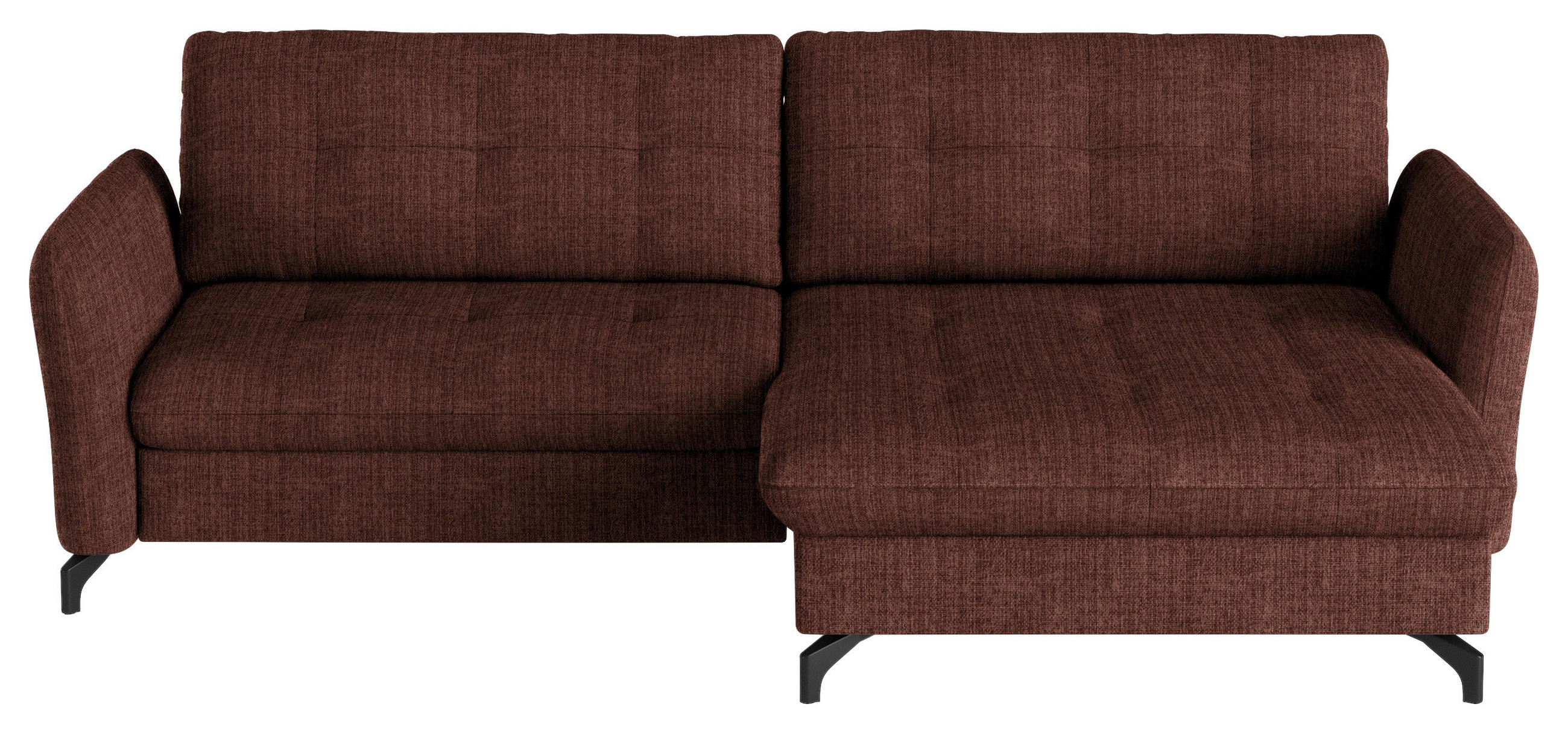ECKSOFA in Flachgewebe, Leinenoptik Rotbraun  - Rotbraun/Schwarz, Design, Textil/Metall (242/170cm) - Xora