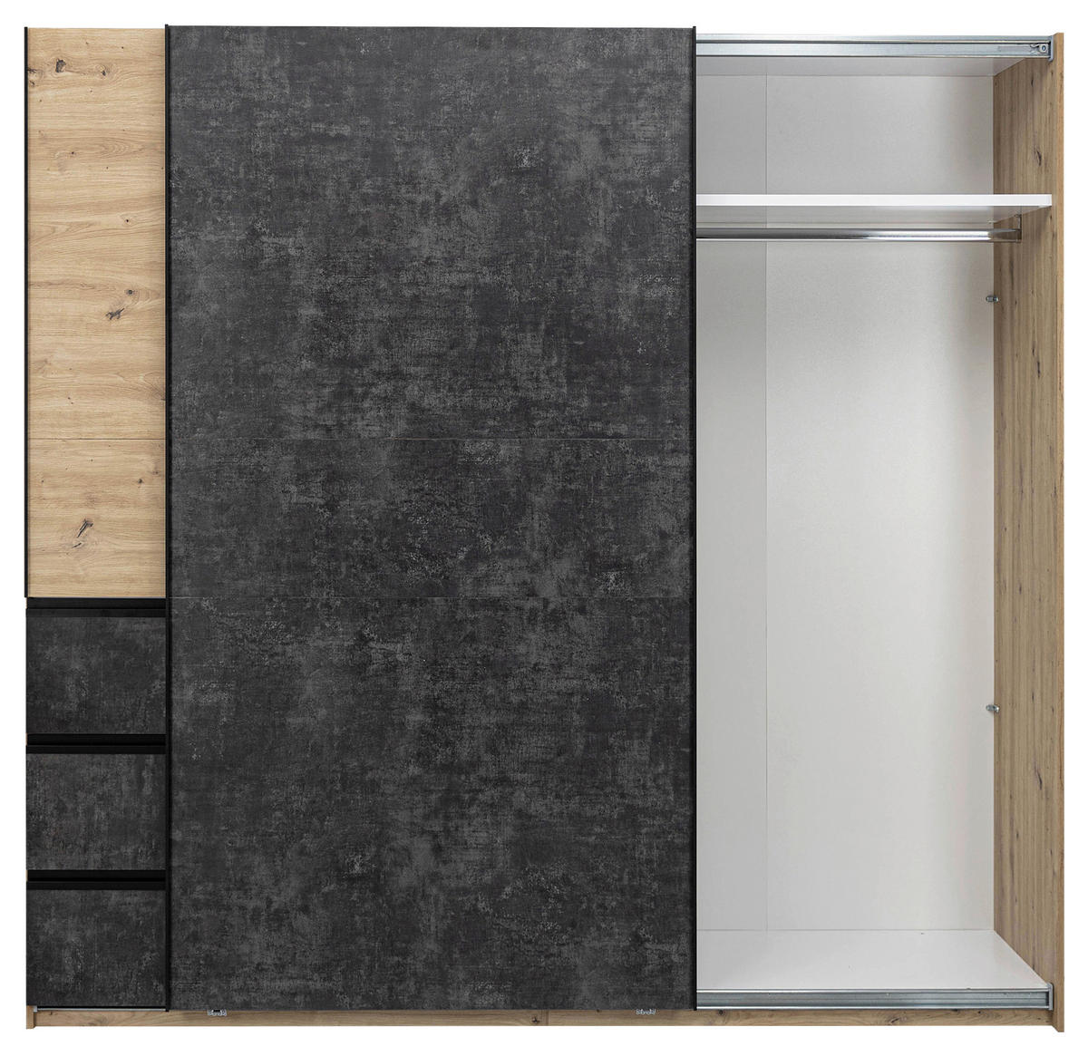 SCHIEBETÜRENSCHRANK 215/205/61,5 cm  - Taupe/Schwarz, MODERN, Holzwerkstoff/Metall (215/205/61,5cm) - MID.YOU