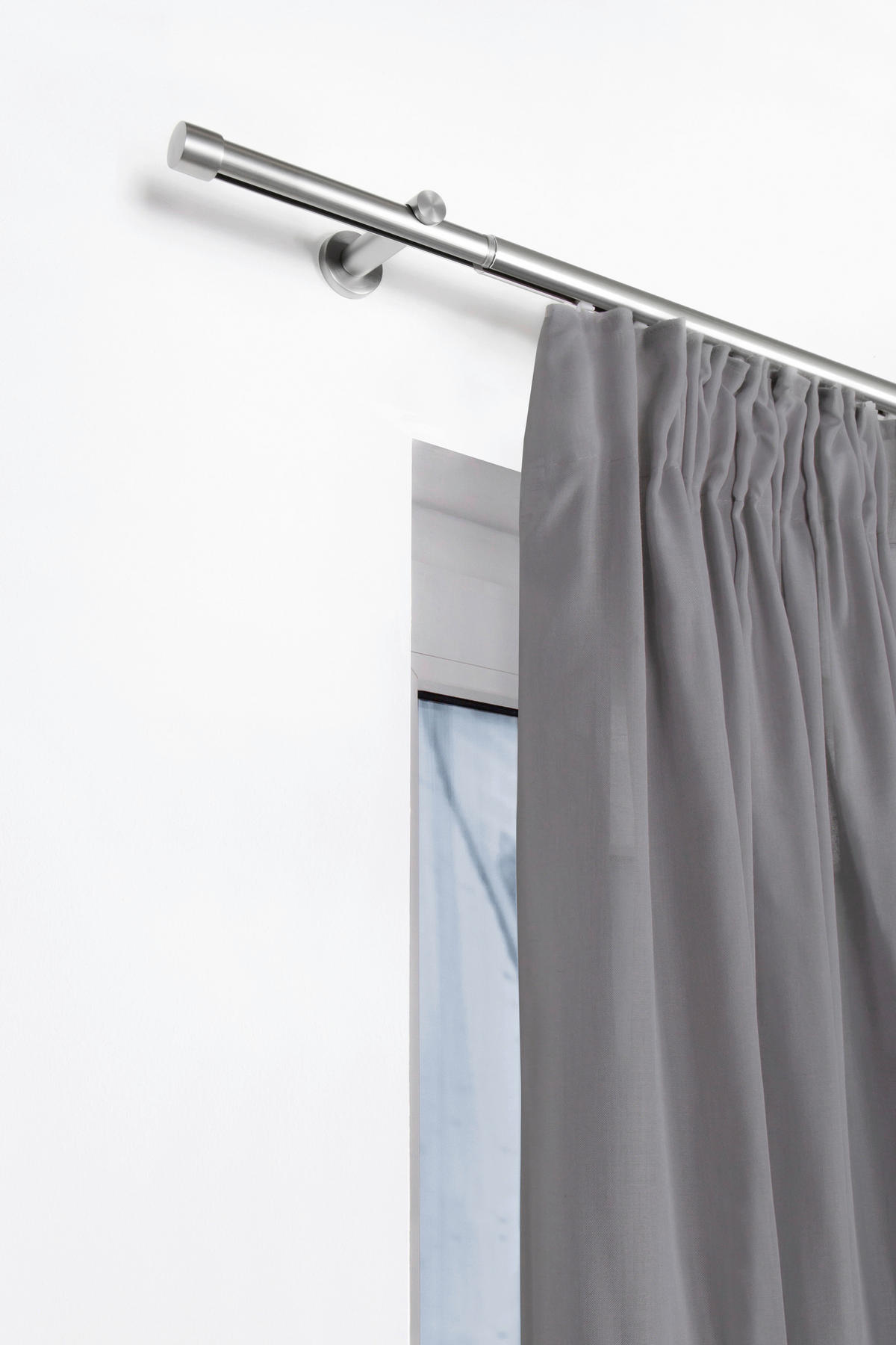VORHANGSTANGENSET 120-210 cm  - Grau Hochglanz, Basics, Metall (120-210cm) - Homeware