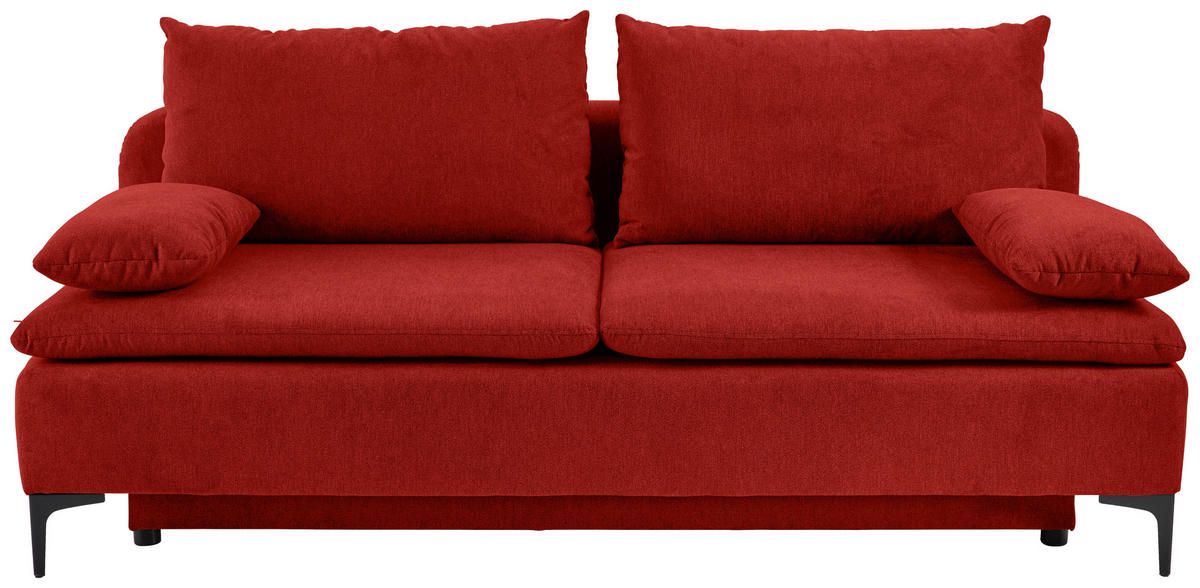 BÄDDSOFFA i flatväv bordeaux  - bordeaux/svart, Design, metall/textil (203/75/100cm) - MID.YOU