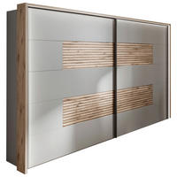 SCHWEBETÜRENSCHRANK Eichefarben, Hellgrau  - Schieferfarben/Eichefarben, Konventionell, Holzwerkstoff (250/217/67cm) - Novel