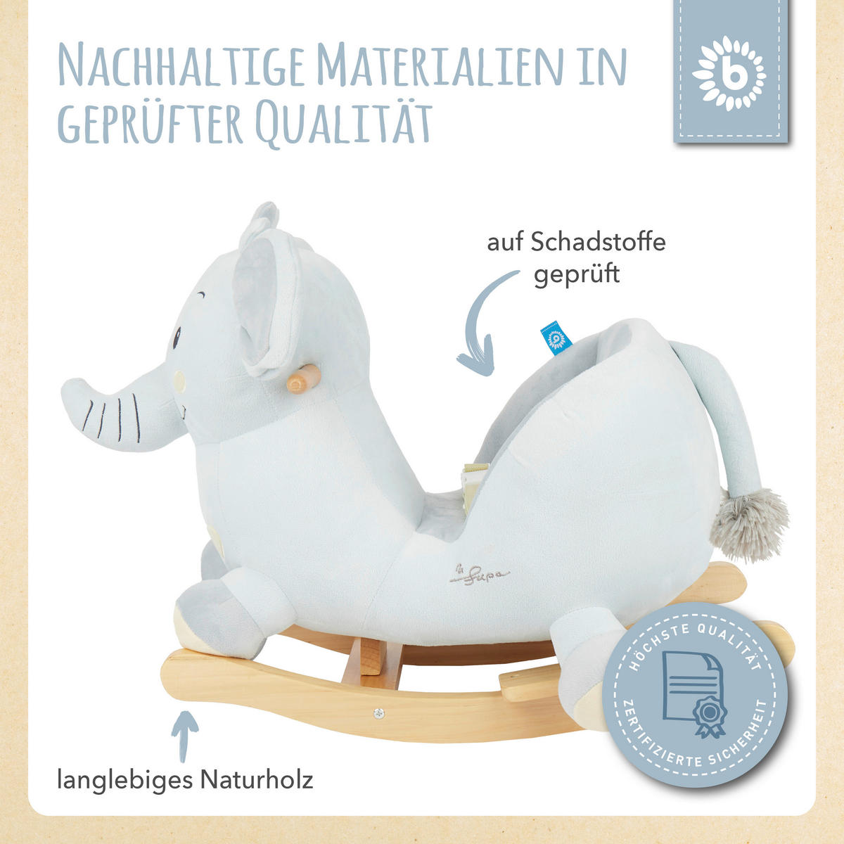 GUNGDJUR  - ljusblå/naturfärgad, Klassisk, trä/textil (60/58/33cm)