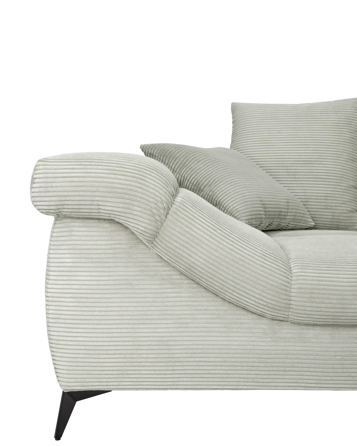ECKSOFA Elfenbein Cord Rückenkissen, Armlehnenkissen, Rücken echt  - Elfenbein/Schwarz, KONVENTIONELL, Textil/Metall (332/231cm) - Carryhome