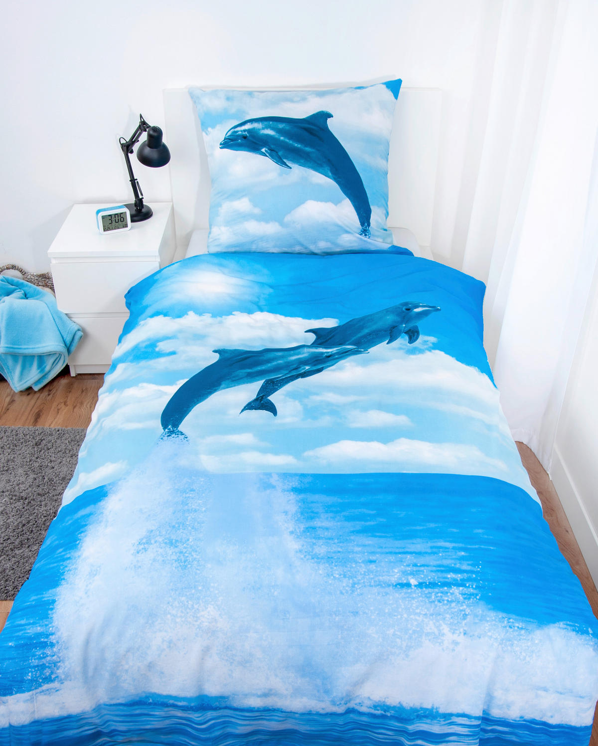 JUGENDBETTWÄSCHE DELFINE Renforcé 135/200 cm  - Blau/Weiß, Basics, Textil (135/200cm) - Herding