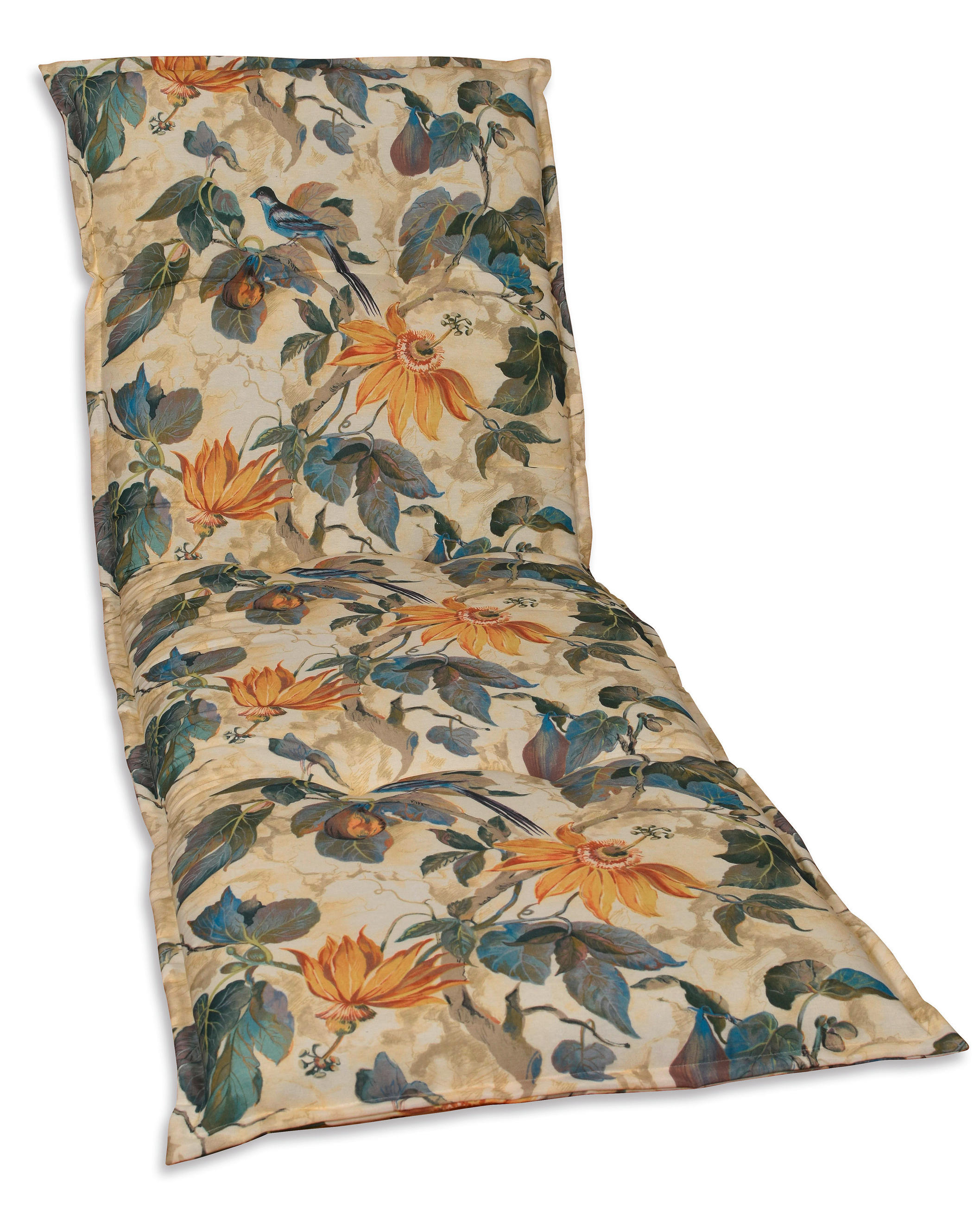 LIEGENAUFLAGE Floral  - Sandfarben/Blau, Basics, Textil (63/9/190cm)
