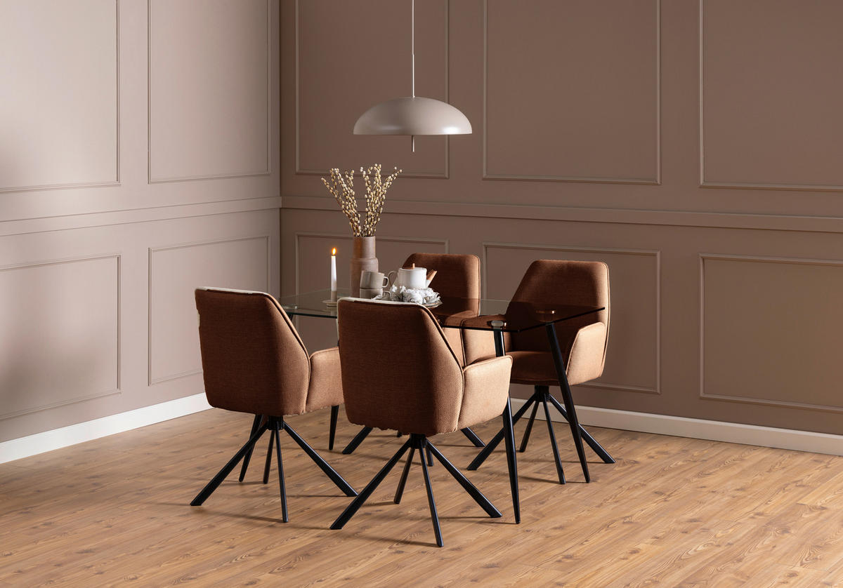 ARMLEHNSTUHL  in Webstoff  - Terracotta/Schwarz, Trend, Textil/Metall (61/88,5/63cm) - MID.YOU