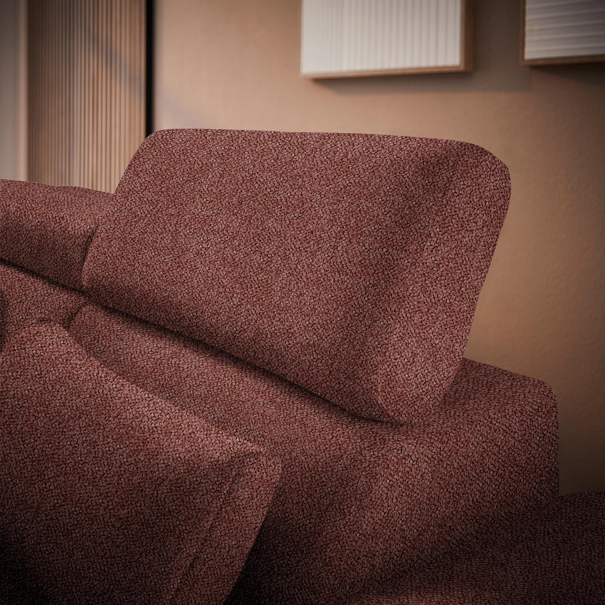 ECKSOFA Rostfarben Velours  - Rostfarben/Schwarz, Design, Textil/Metall (264/299cm) - Novel