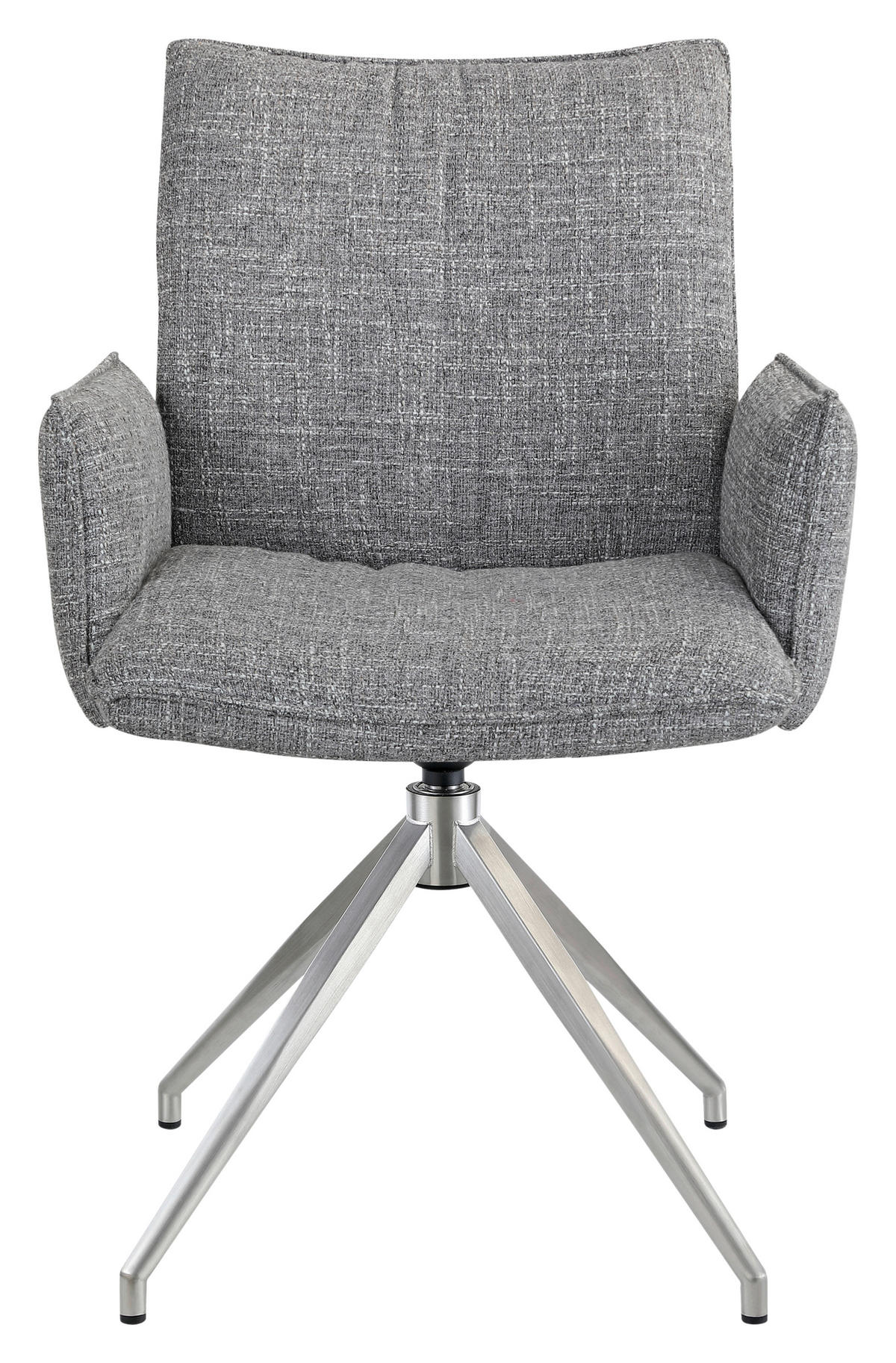 ARMLEHNSTUHL  Sitzfläche 360° drehbar, automatische Rückholfunktion Webstoff  Grau, Edelstahlfarben  - Edelstahlfarben/Grau, Design, Textil/Metall (60,5/87/61,5cm) - Novel