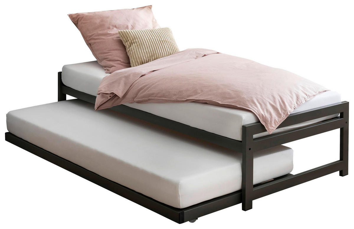 AUSZIEHBETT 90/200 cm Anthrazit  - Anthrazit, Design, Metall (90/200cm) - Hasena