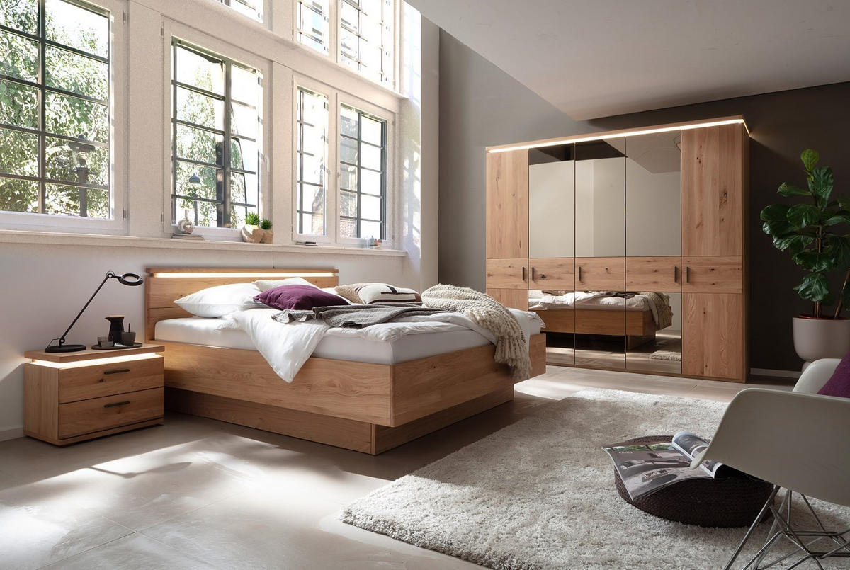 DREHTÜRENSCHRANK 247/230/62 cm 5-türig Eichefarben  - Eichefarben/Schwarz, Natur, Glas/Holz (247/230/62cm) - Linea Natura