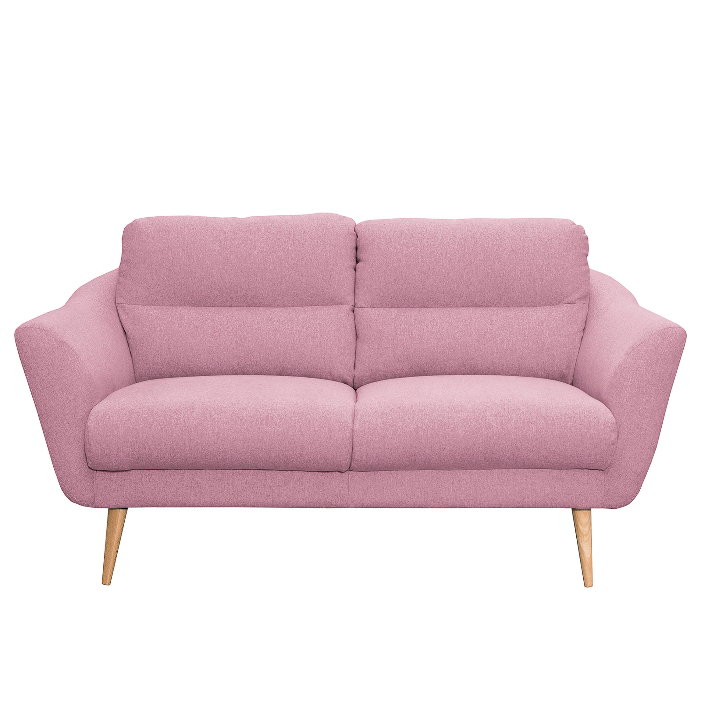 2-SITZER-SOFA in Webstoff Rosa  - Buchefarben/Rosa, Design, Holz/Textil (158/87/88cm) - Livetastic