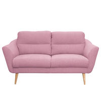 2-SITZER-SOFA in Webstoff Rosa  - Buchefarben/Rosa, Design, Holz/Textil (158/87/88cm) - Livetastic