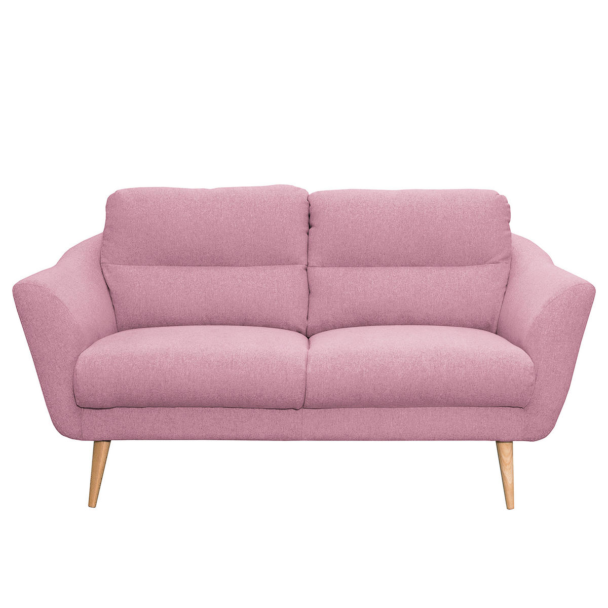 2-SITZER-SOFA in Webstoff Rosa  - Buchefarben/Rosa, Design, Holz/Textil (158/87/88cm) - Livetastic