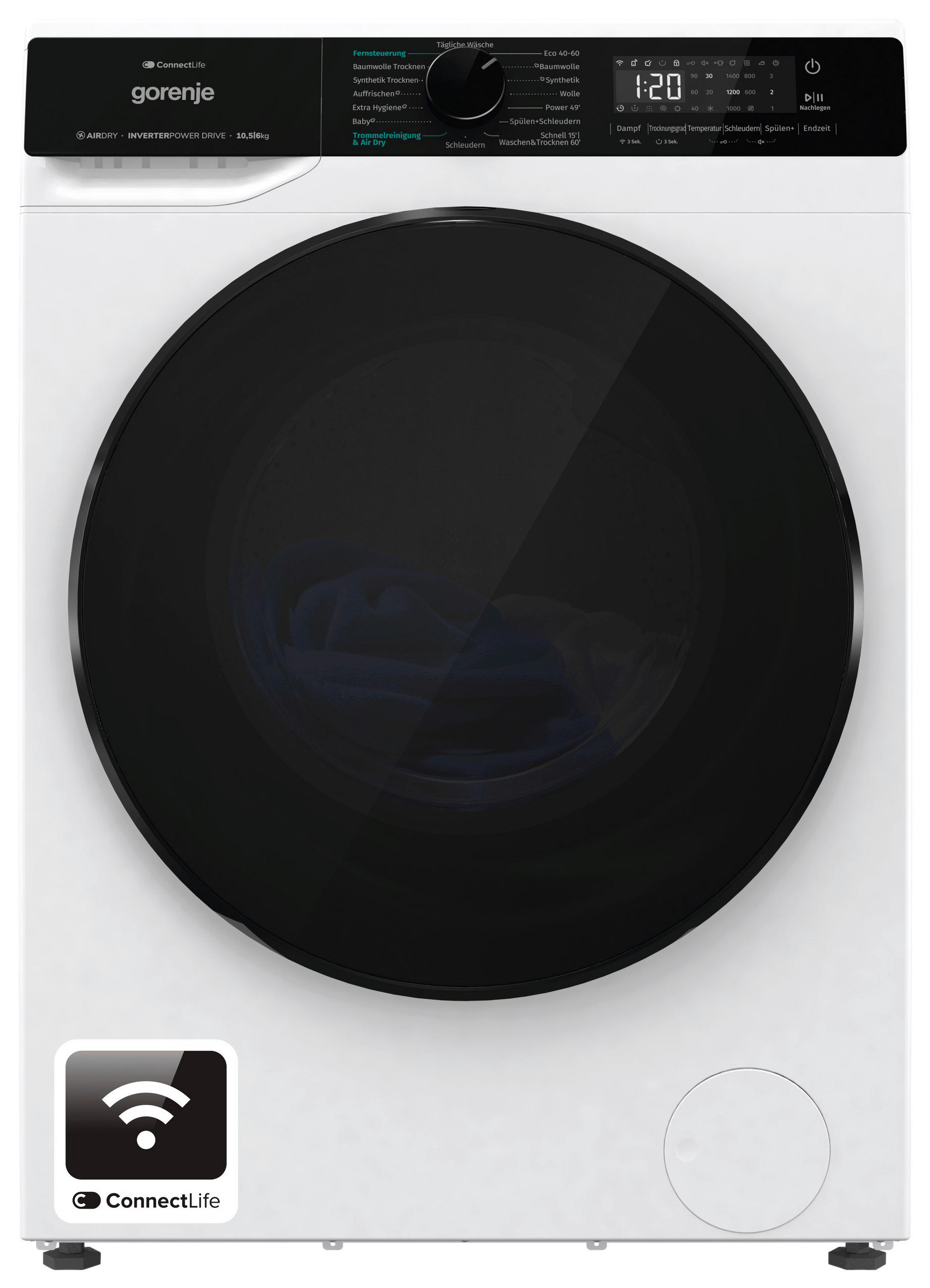 WASCHTROCKNER WD2PA1X64ADW/AT  - Schwarz/Weiß, Basics, Glas/Kunststoff (59,5/84,5/61cm) - Gorenje