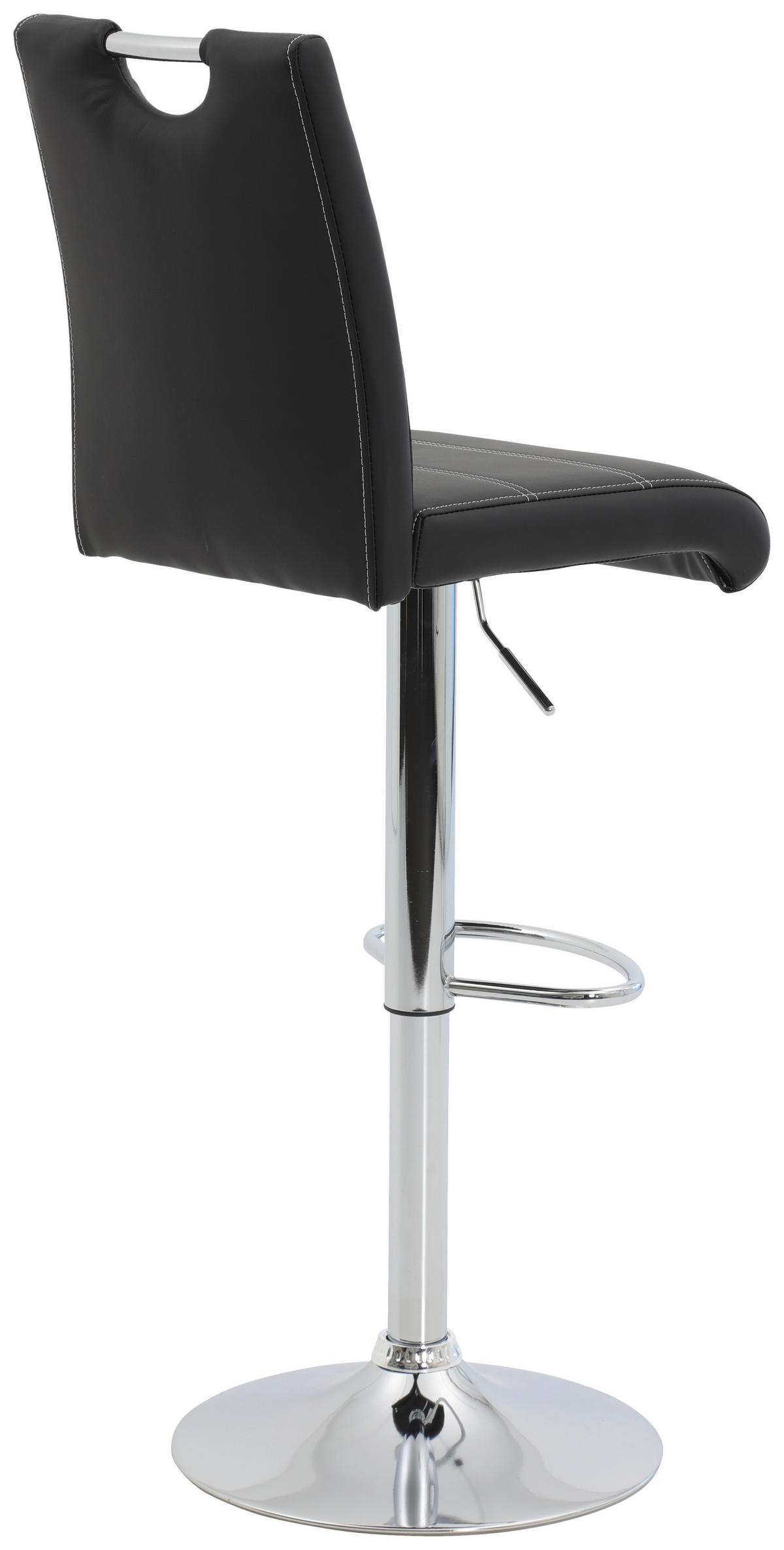 BARHOCKER-SET Lederlook Schwarz Stahl Sitzfläche 360° drehbar, mit Griff  - Chromfarben/Schwarz, MODERN, Textil/Metall (38/97-119/50cm) - MID.YOU