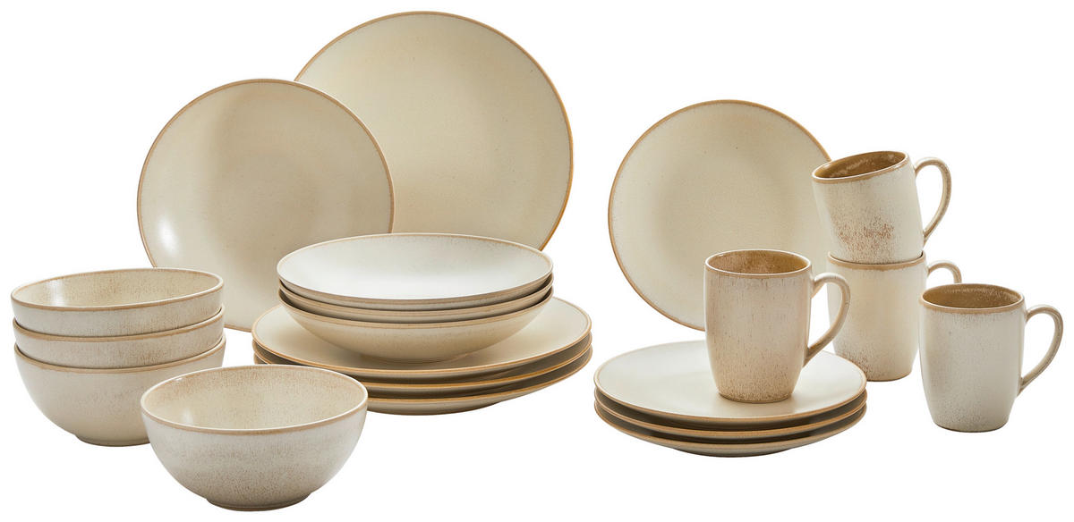 KOMBISERVICE Beige Cafe del Mar 20-teilig 4 Personen  - Beige, KONVENTIONELL, Keramik - ASA