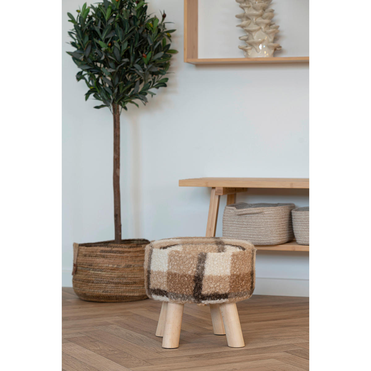 PALL i textil brun  - furufärgad/brun, Basics, trä/textil (31/32/31cm)