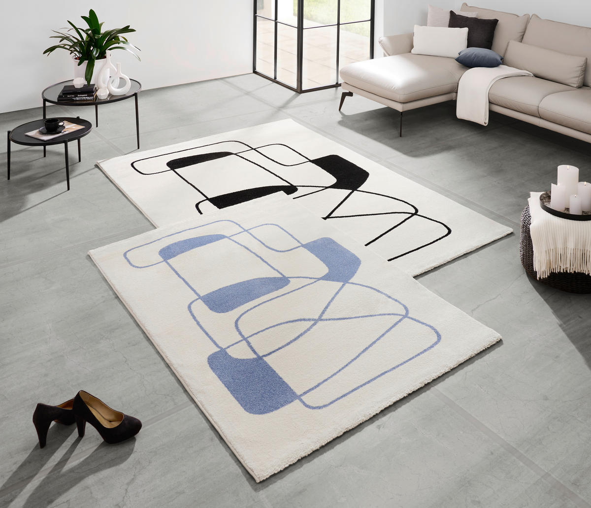 VÄVD MATTA 80/150 cm Pablo  - blå, Lifestyle, textil (80/150cm) - Novel