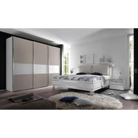 OMARA Z DRSNIMI VRATI, bela, peščene barve  - bela/barve aluminija, Basics, kovina/leseni material (280/222/68cm) - Moderano