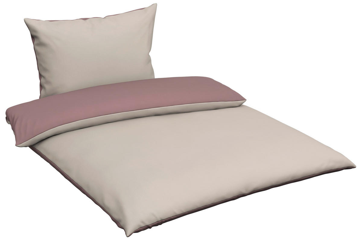 OBOJESTRANSKA POSTELJNINA Uni Wende 140/220 cm saten naravne barve  - naravne barve, Basics, tekstil (140/220cm) - Novel