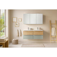 BADEZIMMER  in 120 cm  - Schilfgrün/Wildeiche, Trend, Glas/Holzwerkstoff (120cm) - Held