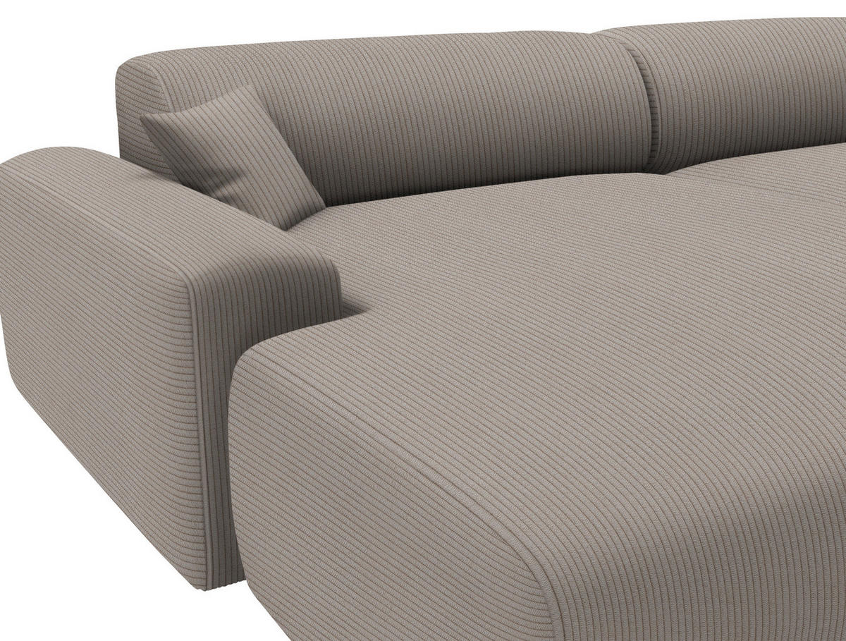 ECKSOFA in Velours, Feincord Taupe  178/292 cm  - Taupe/Schwarz, Design, Kunststoff/Textil (178/292cm) - home24