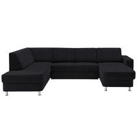 WOHNLANDSCHAFT  in Chenille Schwarz  - Chromfarben/Schwarz, Design, Kunststoff/Textil (198/301/165cm) - Xora