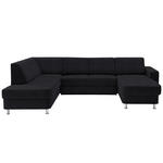 WOHNLANDSCHAFT  in Chenille Schwarz  - Chromfarben/Schwarz, Design, Kunststoff/Textil (198/301/165cm) - Xora