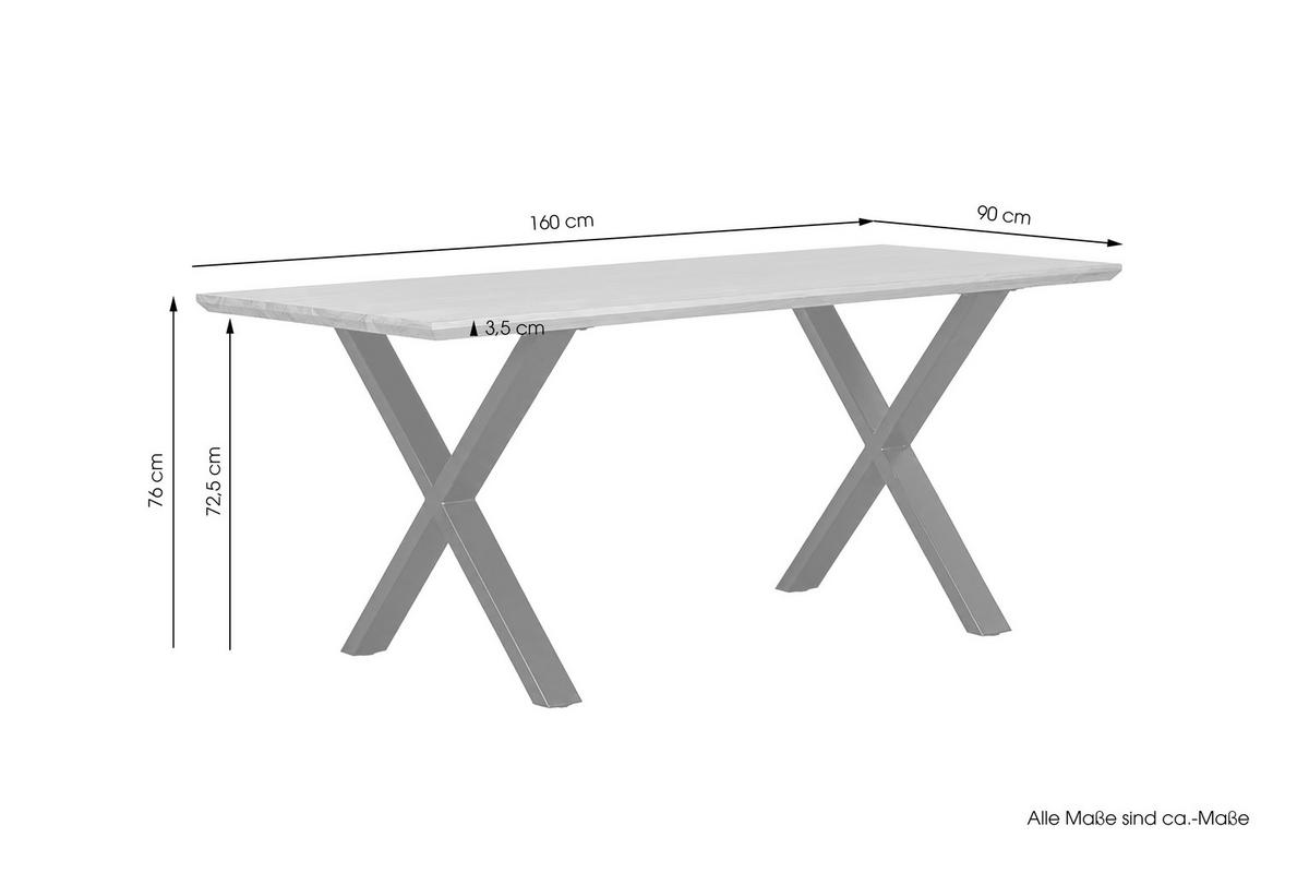 ESSTISCH 160/90/76 cm Echtholz  Holz, Metall rechteckig Akaziefarben  - Schwarz/Akaziefarben, MODERN, Holz/Metall (160/90/76cm) - MID.YOU