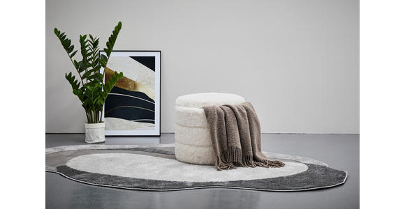 HOCKER in Textil Weiß - Schwarz/Weiß, Trend, Textil (49/43/49cm) - Xora